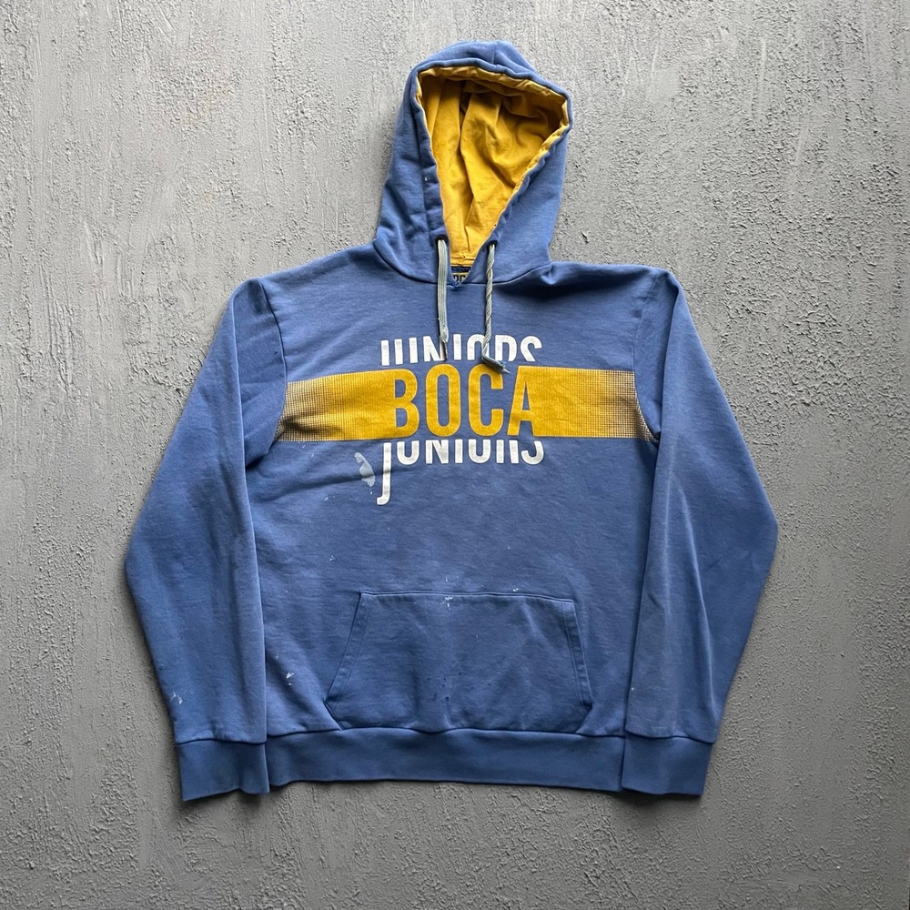 Vintage Boca Juniors Hoodie Mens Large Blue 2000s y2k